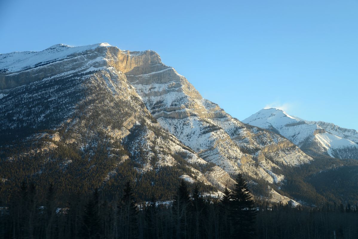 15B Grotto Mountain From Trans Canada Highway Early Morning In Winter At Lac des Arcs On The Drive To Banff